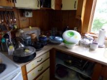 Contents of Counter Top Between Sink and Range, Includes Glass Pitchers, Kn