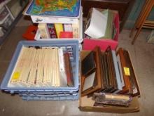 (4) Boxes With Craft Books, Picture Frames, Road Maps, Jig Saw Puzzles, Etc