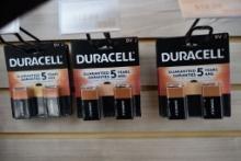 (6) 2 PACKS OF 9V DURACELL BATTERIES