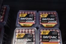 (4) 30 PACKS OF RAYOVAC FUSION AAA BATTERIES