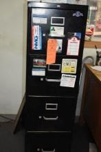 FOUR DRAWER VERTICAL BLACK FILE CABINET, 52"H x 15"W x 27"D,