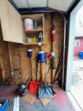 snow shovels contents of cupboard garage things