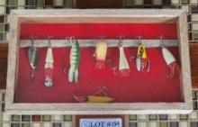 Rustic Shadow Box With Vintage Fishing Lures