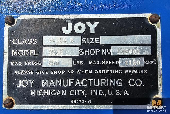 Joy Joy 50 HP Class WL 80 B Model 50 H With Westinghouse A/C Motor