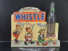 1952 Whistle Cardboard Adv. With Bottle