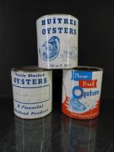 Lot of (3) Adv. Oyster Tins