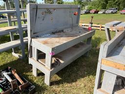 25.5”......X72”......X61”...... WOODEN WORK TABLE W/ MINI TIRE CHANGER