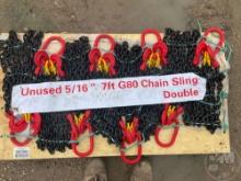QTY OF 8 UNUSED 5/16 IN. 7 FT G80 CHAIN