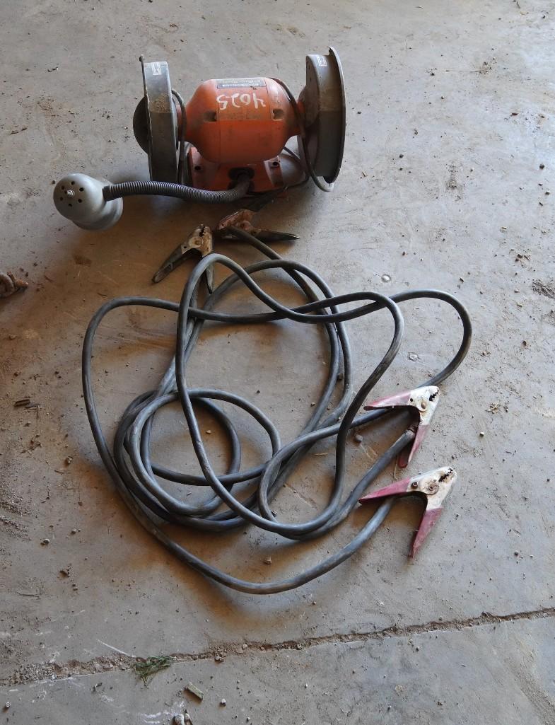 Bench Grinder and Jumper Cables
