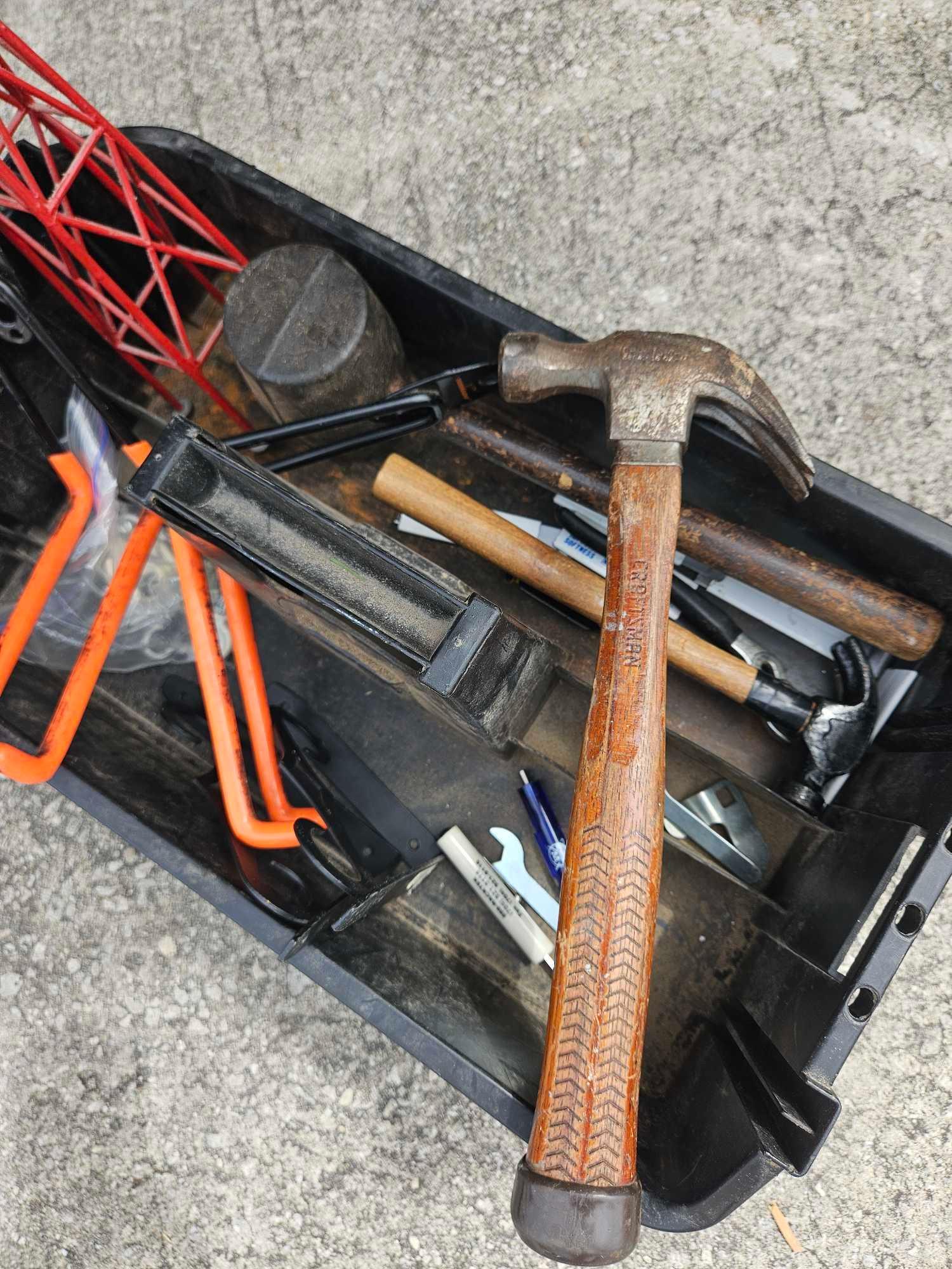 Craftsman Hammer, and Tote of tools