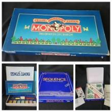 1985 Deluxe Monopoly, and Sequence Board Games