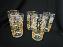 Vtg LOT OF 5 Swanky Hip Floral Juice Tumblers GLASSES 4 in.