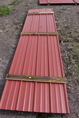 28 Pieces of 12' Sections of Red Corrugated Metal Paneling