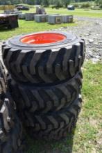 4 Solidmax HD 12-16.5 Skid Steer tires on 8 Lug Rims