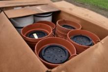 Box of Plastic Plant Pots