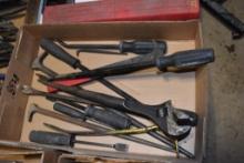 Flat of Pry Bars, Scrapers, Wrench