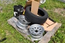 Pallet with ITP New Rims, Tire, Ski Boots