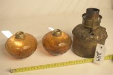 2 Antique Oil Bulbs and Brass Burner