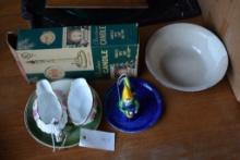 Bowl, Japanese Condiment Holder, Creamers with Plate, Antique Window Candle in Box