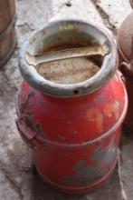 Red Swivel Handle Milk Can