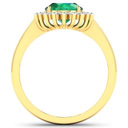 14KT Yellow Gold 1ct Zambian Emerald and Diamond Ring