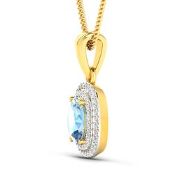 14KT Yellow Gold 0.96ct Aquamarine and Diamond Pendant with Chain