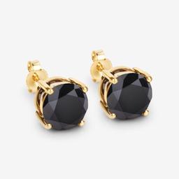 14KT Yellow Gold 4.77ctw Black Diamond Earrings