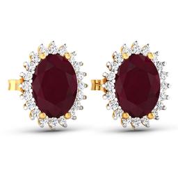 14KT Yellow Gold 3.00ctw Ruby and Diamond Earrings