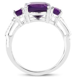 Plated Rhodium 2.37ctw Amethyst and White Topaz Ring