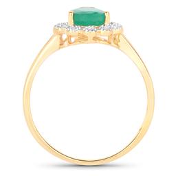 14KT Yellow Gold 1.22ctw Zambian Emerald and White Diamond Ring
