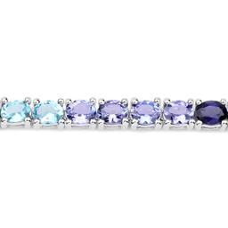 Plated Rhodium 12.04ctw Multi Color Gemstone Bracelet