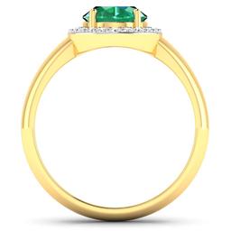 14KT Yellow Gold 1.53ct Zambian Emerald and Diamond Ring