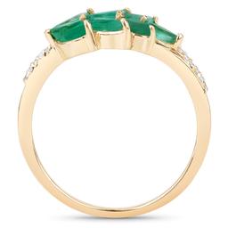 14KT Yellow Gold 0.68ctw Zambian Emerald and White Diamond Ring