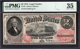 1874 $2 Legal Tender Note PMG 35