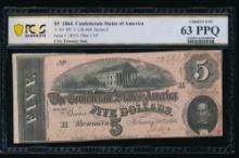 1864 $5 T-69 Confederate PCGS 63PPQ