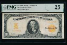 1907 $10 Gold Certificate PMG 25