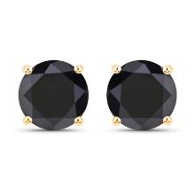 14KT Yellow Gold 3.48ctw Black Diamond Earrings