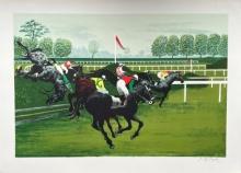 Pierre Charles Bayle The Steeplechase Hand Signed Lithograph Horse Racing Art