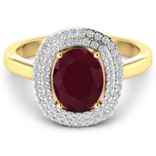 14KT Yellow Gold 2.30ct Ruby and Diamond Ring