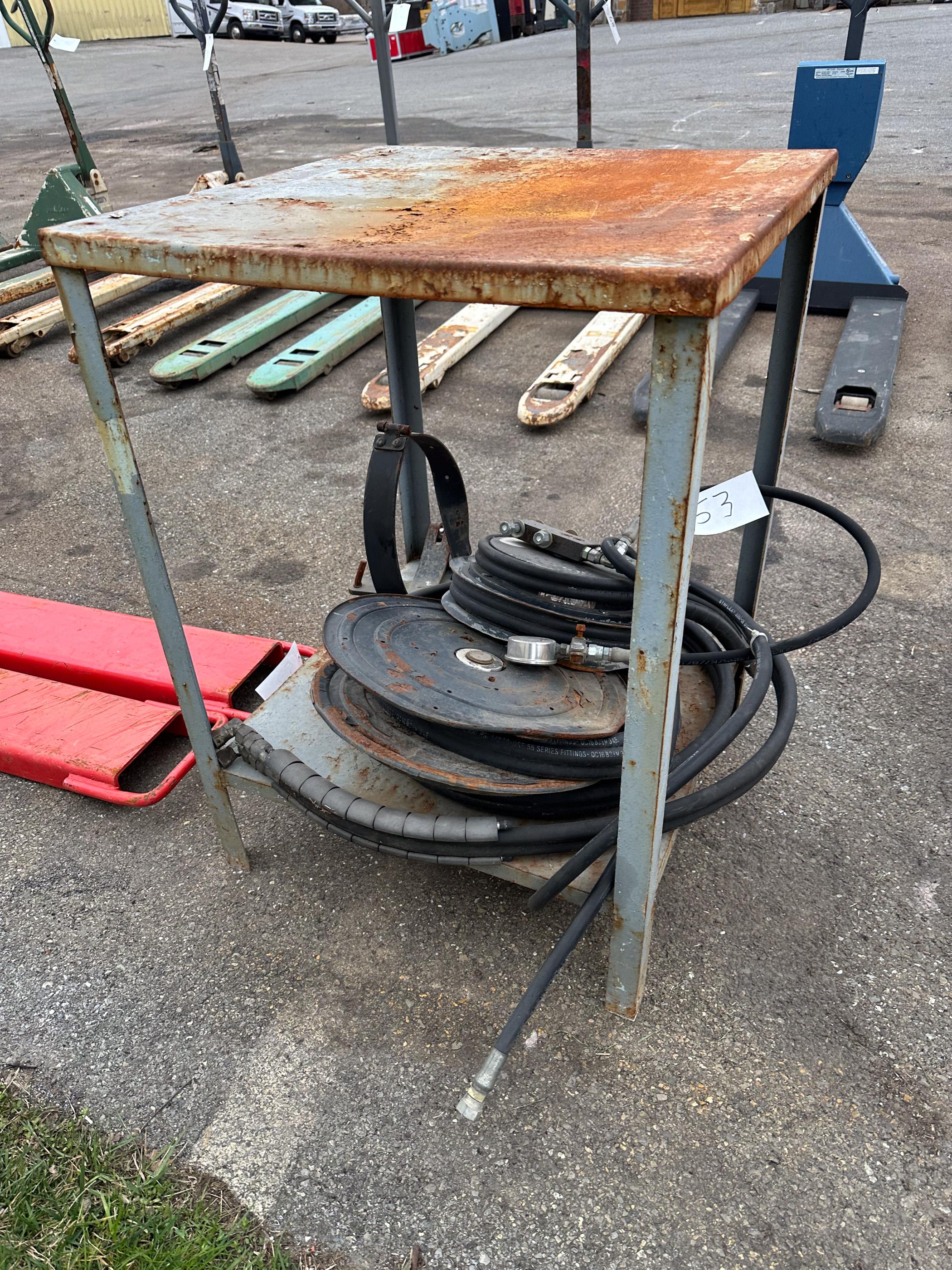 24" x 24" Steel Table W/Hose Reels