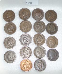 18 Indian Cents from the 1880's.
