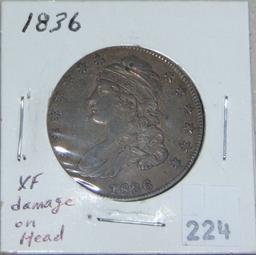 1836 Bust Half Dollar XF (damage on head).