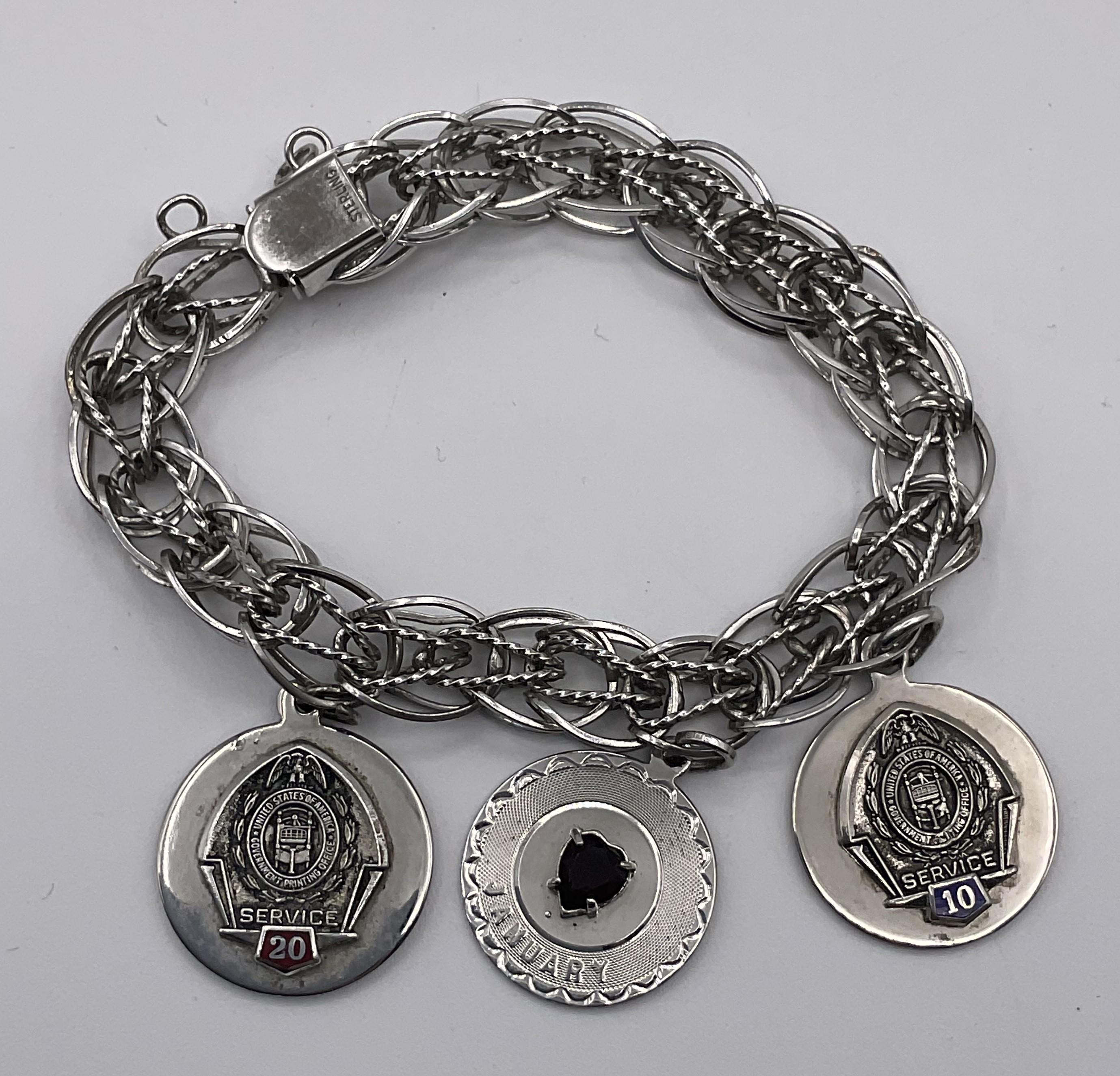 27.2g .925 Sterling Charm Bracelet 7.5"
