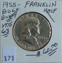 1955 Franklin Half Dollar "Bugs Bunny" MS+.