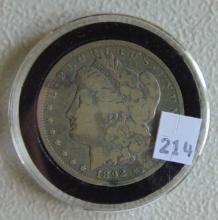 1892CC Morgan Dollar VG+.