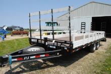 2008 PJ Bumper Pull Flatbed Tandem Axle Trailer 17' plus 3' beaver tail, 18" tall removable sides, t