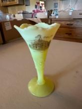 Custard glass souvenir vase from Crawford County Courthouse, Defiance, Iowa.... Nice.