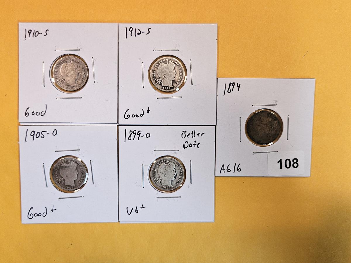 Five better date Barber Dimes