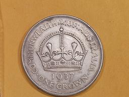 Better 1937 Australia silver Crown in Extra Fine
