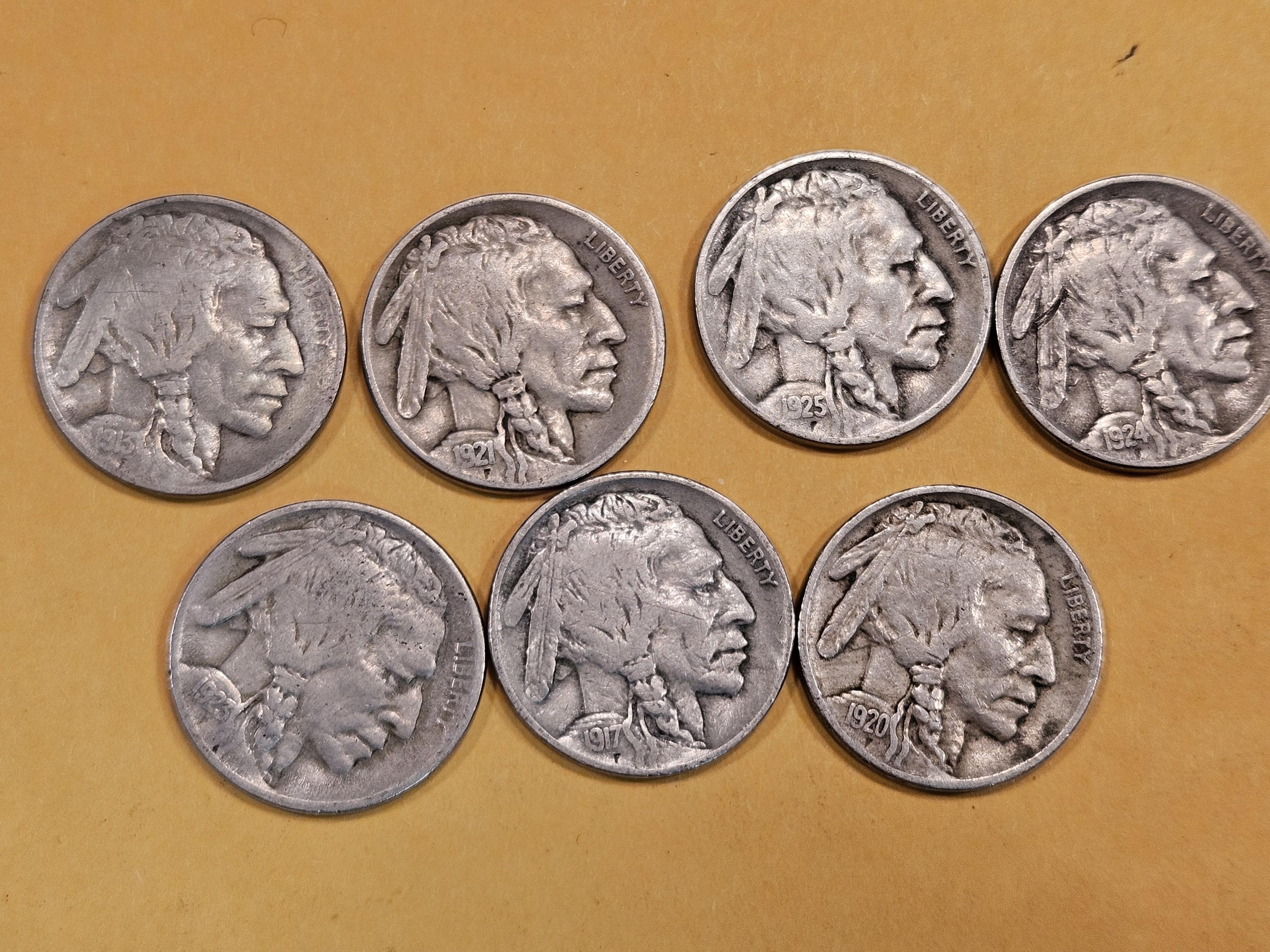 Seven Better Date Buffalo Nickels